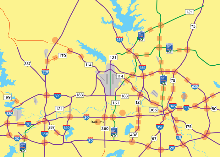 Dallas Toll Road Map Dallas Fort Worth Freeways